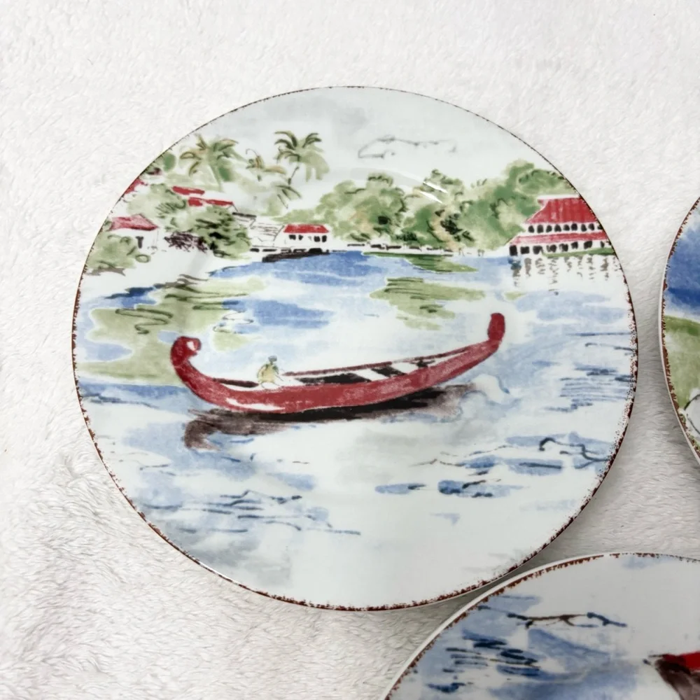 PIER 1 IMPORTS‎ 'DESTINATION' SALAD PLATES SET OF 3 - TROPICAL DESTINATIONS